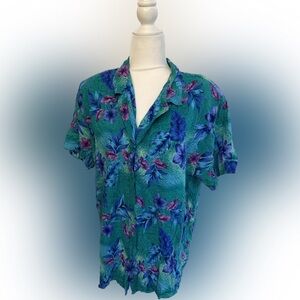 California Krush Women's Floral Short Sleeve Button Blouse Top Size 2x Vintage?